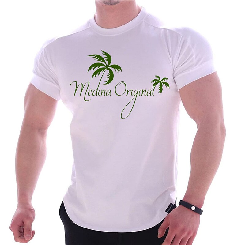 Men's T shirt  Graphic Tee Coconut Tree  Prints Crew Neck Hot Stamping Outdoor Street Short Sleeve Print Top