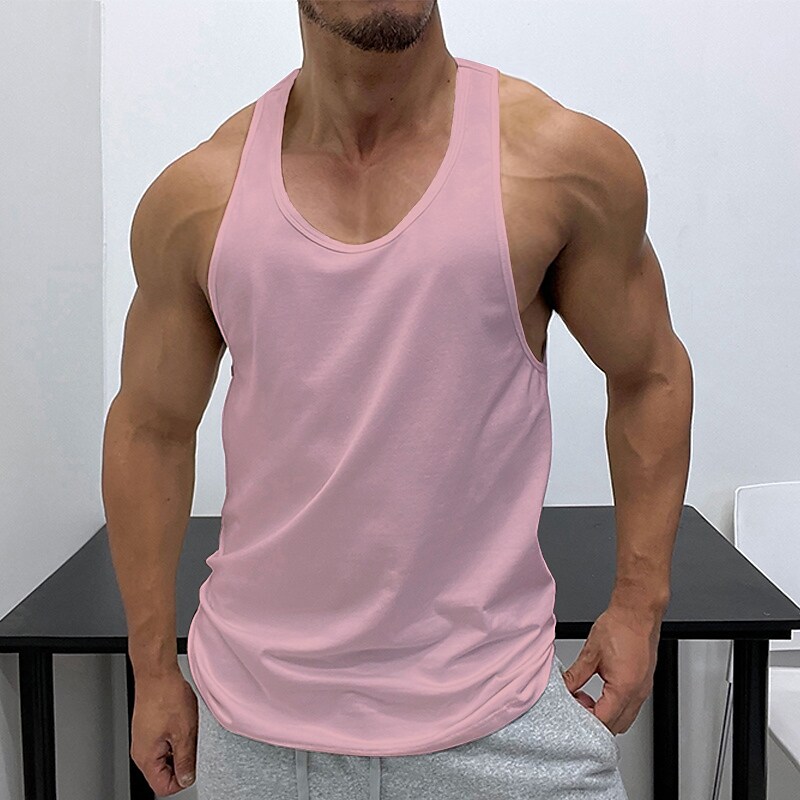 Men's Running Gym Tank Top Sleeveless Athletic Breathable Moisture Wicking Soft Fitness Workout Running Sportswear 