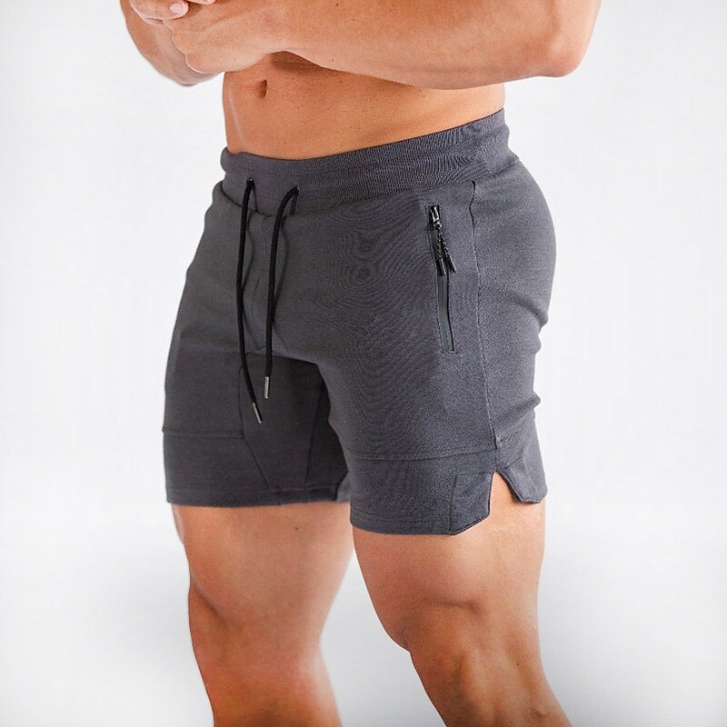 Men's Active Board Workout Running Shorts Drawstring  Zipper Pocket Solid Color Breathable Sport Gym Shorts