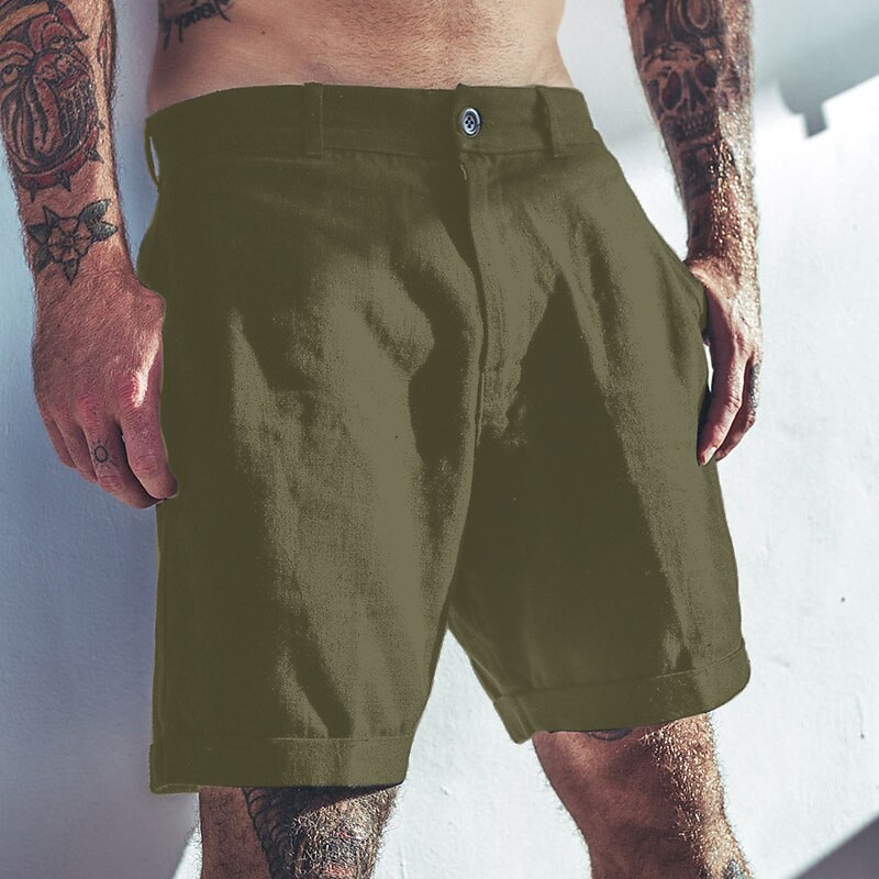 Men's Linen Shorts Summer Shorts Pocket Plain Comfort Breathable Outdoor Daily Going out Linen / Cotton Blend Casual Shorts 