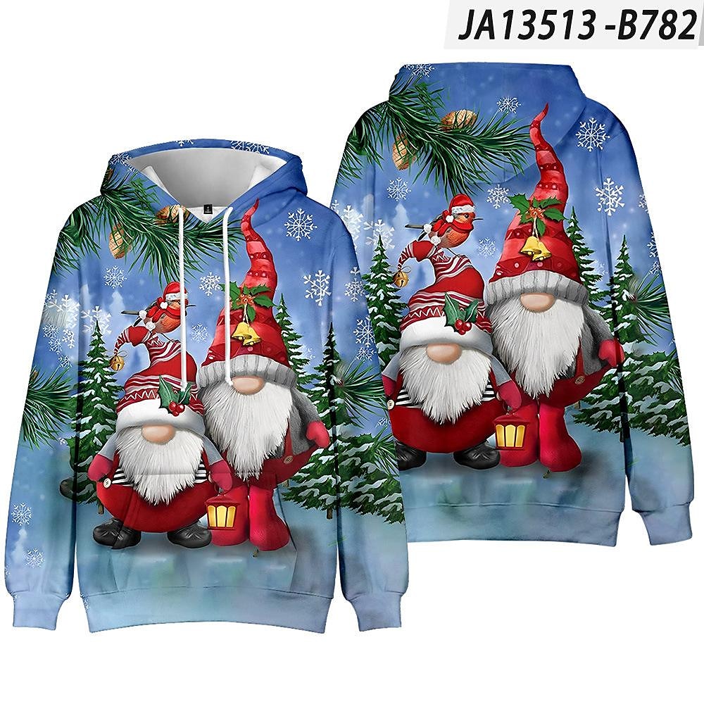 Men and Women's Christmas Print Long Sleeve Hooded Sweatshirt