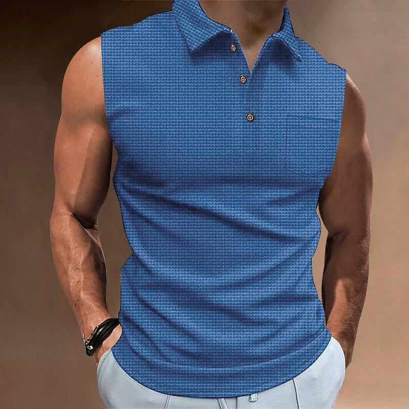Men's Tank Top Summer Lapel Button-down Sleeveless Tcasual Sports Vest