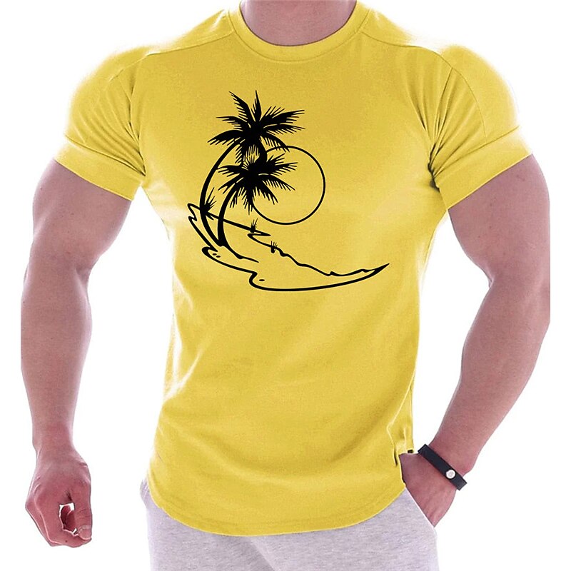 Men's T shirt  Graphic Coconut Tree Prints Crew Neck Hot Stamping Outdoor Street Short Sleeve Print Casual Tee