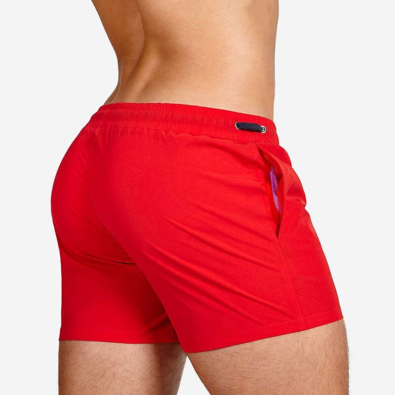 Men's Swimwear Swim Shorts Beach Shorts with Mesh lining Plain Comfort Breathable Outdoor Daily Going out Fashion Casual White Pink