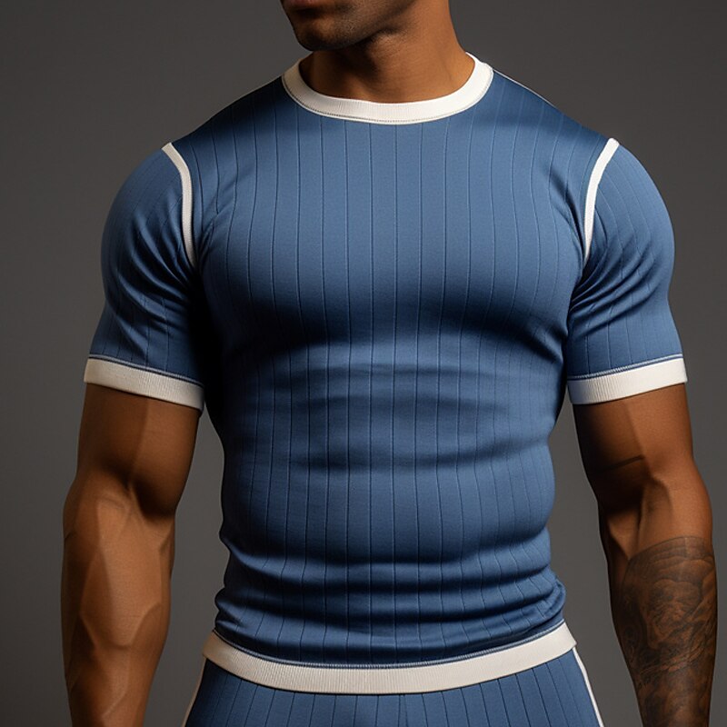 Men's T shirt Tee Tee Top Color Block Crew Neck Street Vacation Short Sleeves Clothing Apparel Fashion Designer Basic Top