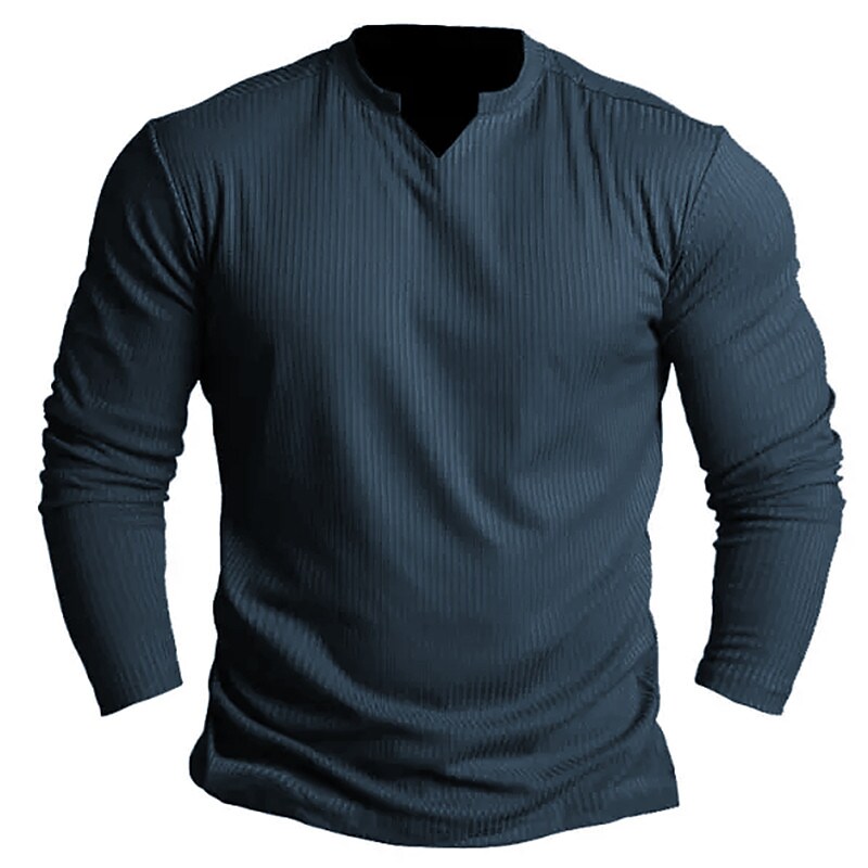 Men's T shirt Tee Tee Plain V Neck Street Vacation Long Sleeve Clothing Apparel Basic Designer Modern Contemporary