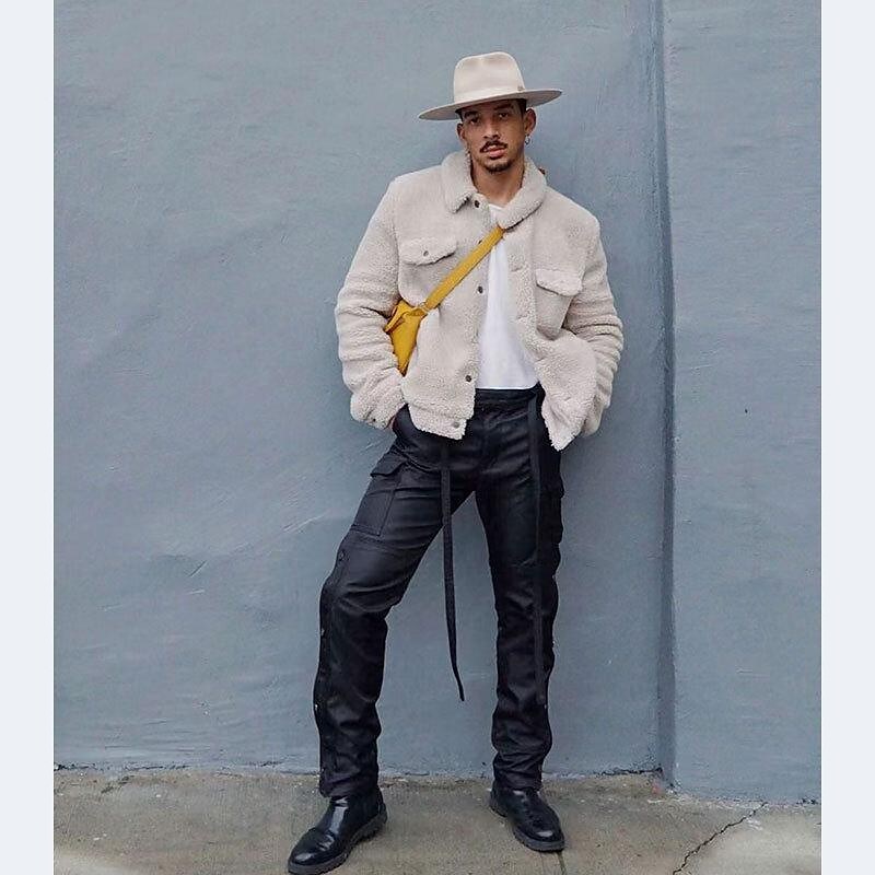 Men's Loose Casual Sherpa Long-sleeved Button Modern Jacket