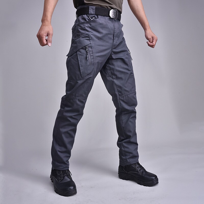 Men's Tactical Pants Tactical Trousers Zipper Elastic Waist Multi Pocket Solid Color Windproof Comfort Full Length Pant
