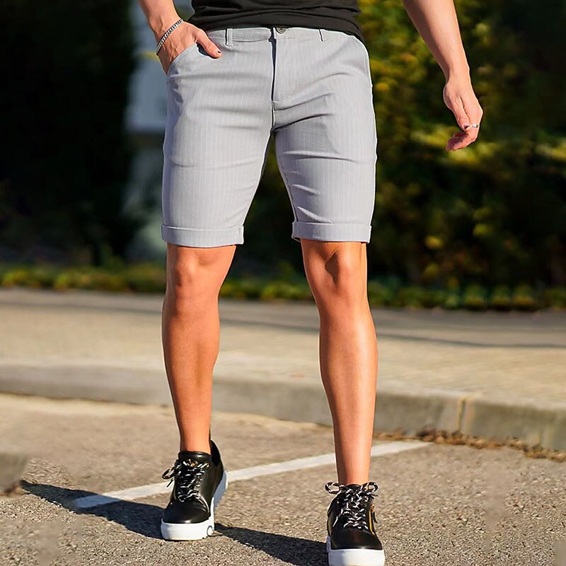 Men's Shorts Chino Shorts Pocket Plaid Stripe Comfort Breathable Business Daily Fashion Casual Shorts