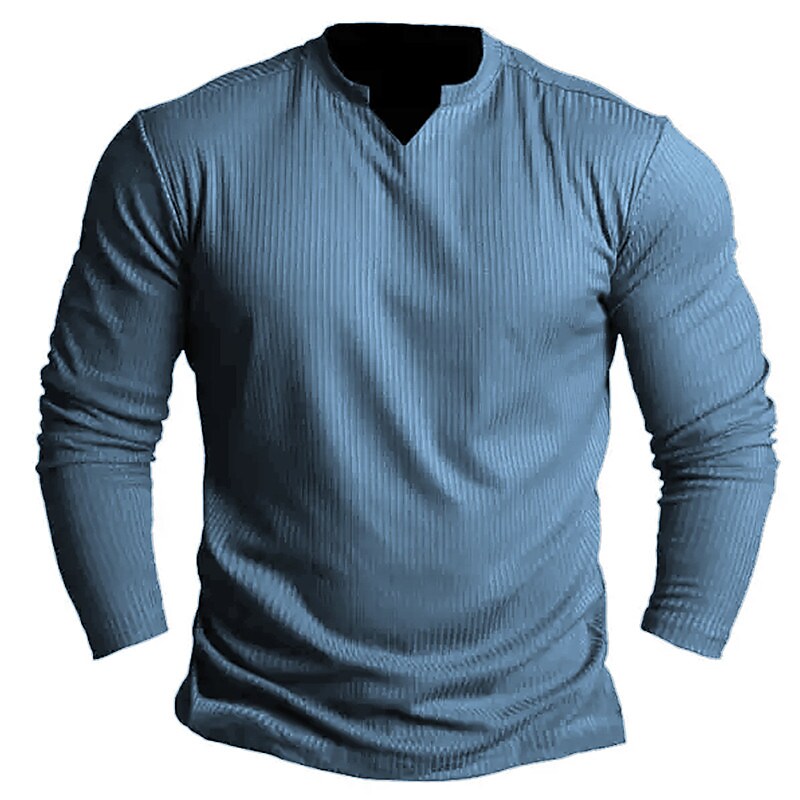 Men's T shirt Tee Tee Plain V Neck Street Vacation Long Sleeve Clothing Apparel Basic Designer Modern Contemporary