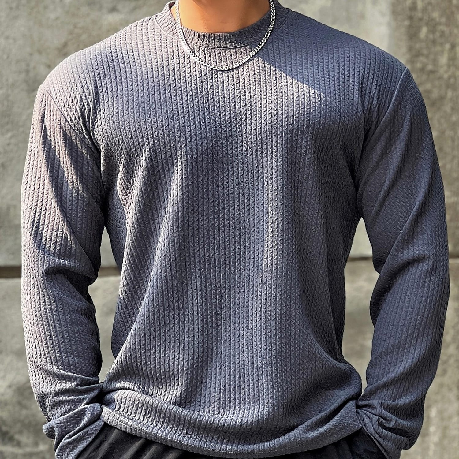 Men's Fitness Long-sleeved Round Neck Simple Loose Bottoming Shirt