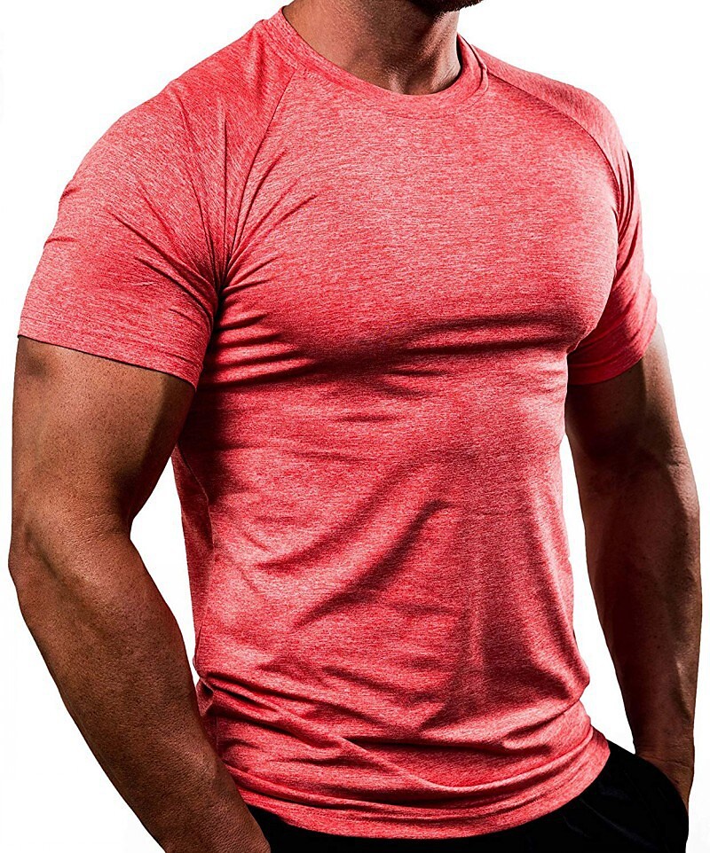 Men's Short Sleeve Breathable Quick Dry Lightweight Top Gym Workout Ru