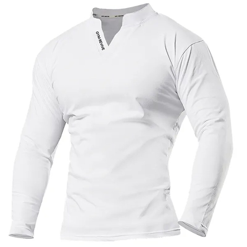 Men's T shirt Tee Long Sleeve Shirt Plain V Neck Street Vacation Long