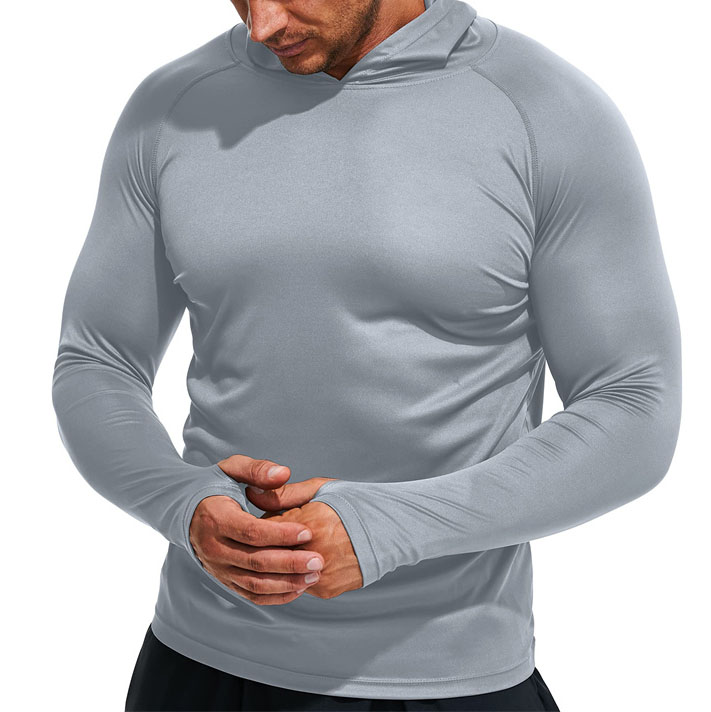 Men's Hooded Long Sleeve UV Protection Breathable Lightweight Sweat wicking Quick Dry Top Outdoor Fishing 