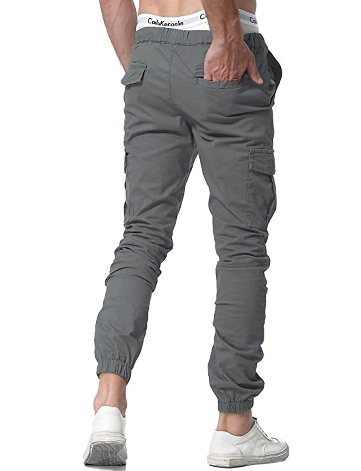 Men's Simple Cotton Blend Elastic Waist Solid Color Sweatpants