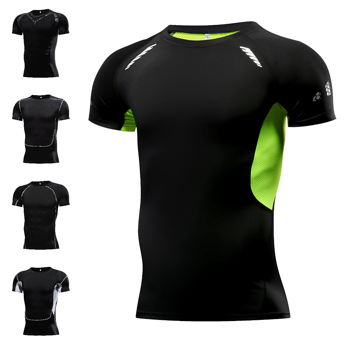 Men's Compression Cycling Jersey Short Sleeve Compression Athletic Breathable Compression Sweat wicking Fitness Gym Workout Running Sportswear