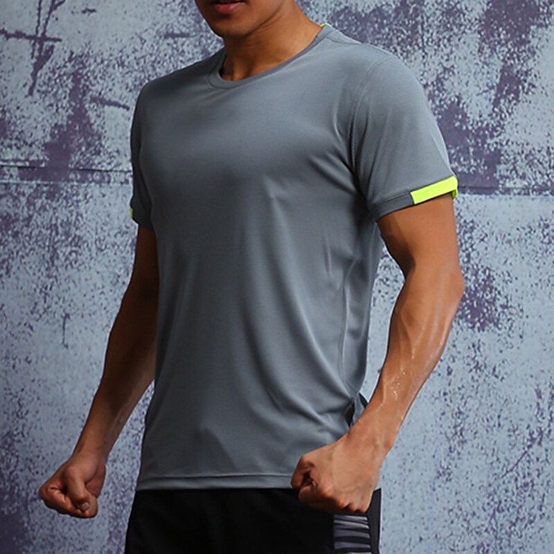 Men's Running Shirt Short Sleeve Athletic Breathable Soft Quick Dry Gym Workout Running Jogging Sportswear 