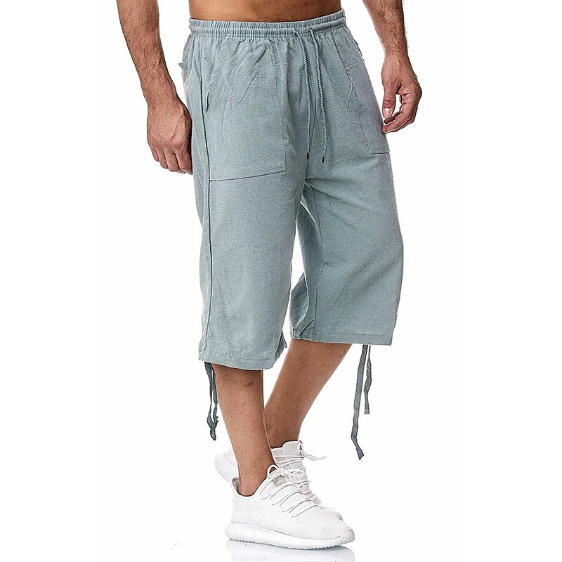 Men's Drawstring Elastic Waist Front Pocket Plain Comfort Breathable P