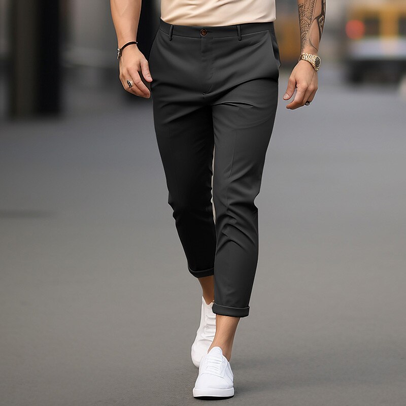 Men's Chinos Summer Pants Casual Pants Front Pocket Plain Comfort Breathable Casual Daily Fashion Trousers 