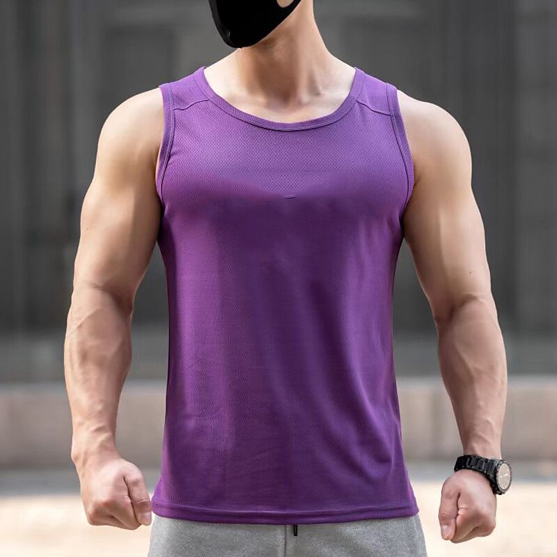 Men's Tank Top Sleeveless Shirt Plain Crew Neck Outdoor Going out Sleeveless Sport Muscle Vest Top