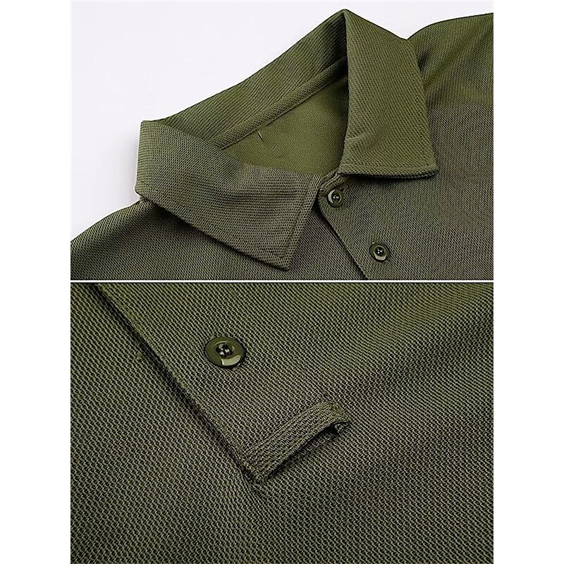 Men's Button Up Polos Golf Shirt Casual Sports Lapel Long Sleeve Fashion Basic Solid Color Plain Button Polos