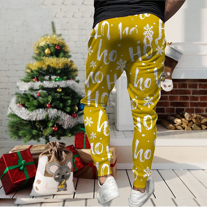 Men's Outdoor Christmas Elastic Waist Full Length Sweatpants