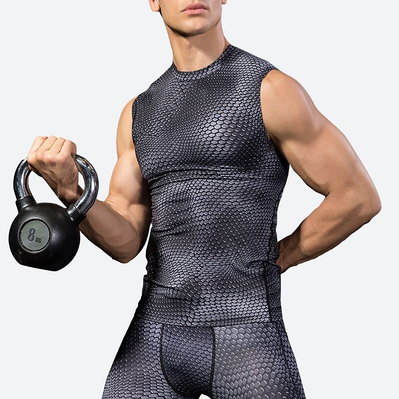 Men's Tank Top Vest Top Undershirt Muscle Shirt Moisture Wicking Shirts Snake Print Crew Neck Athleisure Vacation Sleeveless Clothing Apparel Sports Fashion Streetwear