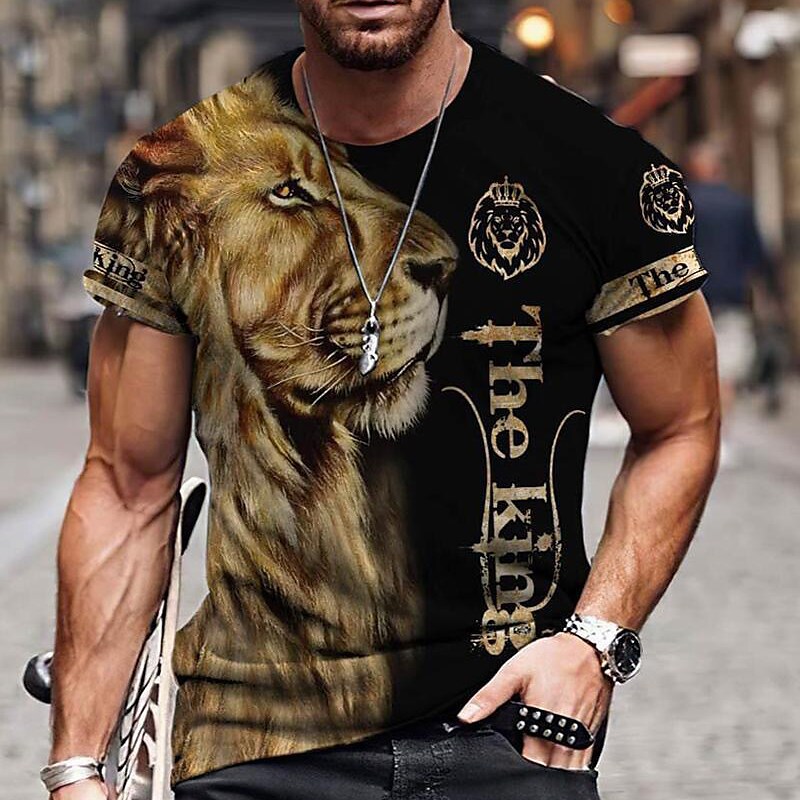 Men's Unisex T shirt Tiger Graphic Prints Crew Neck 3D Print Outdoor Street Short Sleeve Print Sports Casual Top