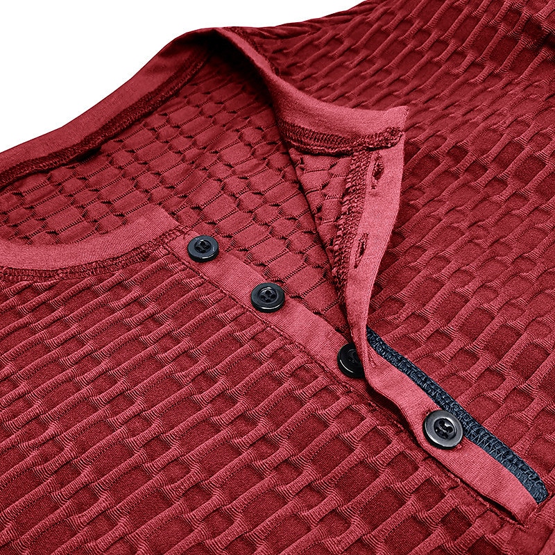 Men's Henley Shirt Tee Top Plain Henley Street Vacation Long Sleeve Clothing Apparel Fashion Sporty Basic Top