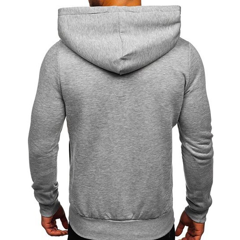 Men's Casual Solid Color Hooded Long Sleeve Pocket Sweatshirts 