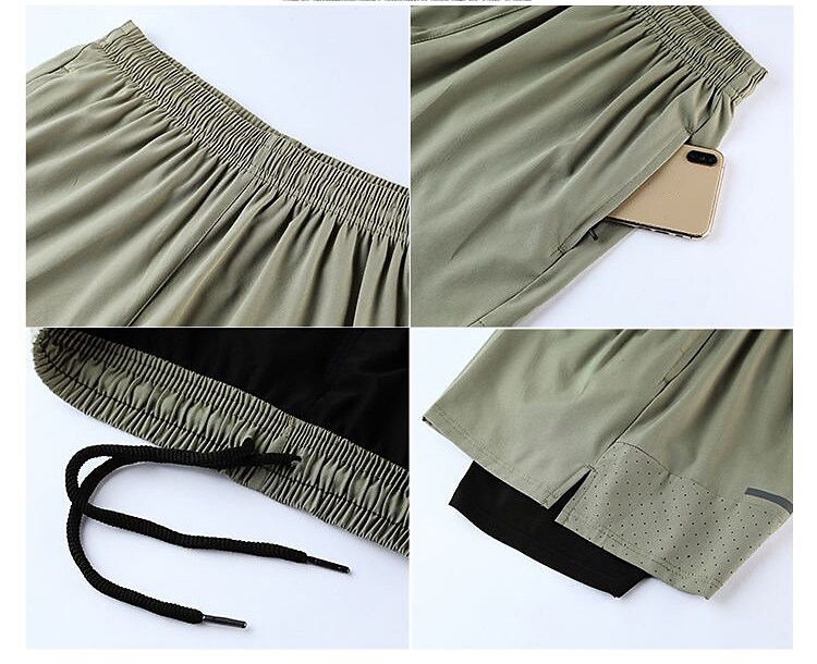 Men's Running Gym Shorts 2 in 1 Split Shorts Athletic Breathable Moisture Wicking Soft Yoga Fitness Gym Workout Sportswear