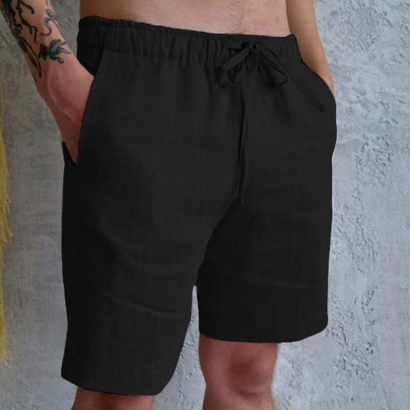 Men's Summer Shorts Pocket Drawstring Elastic Waist Plain Comfort Breathable Casual Holiday Going out Shorts