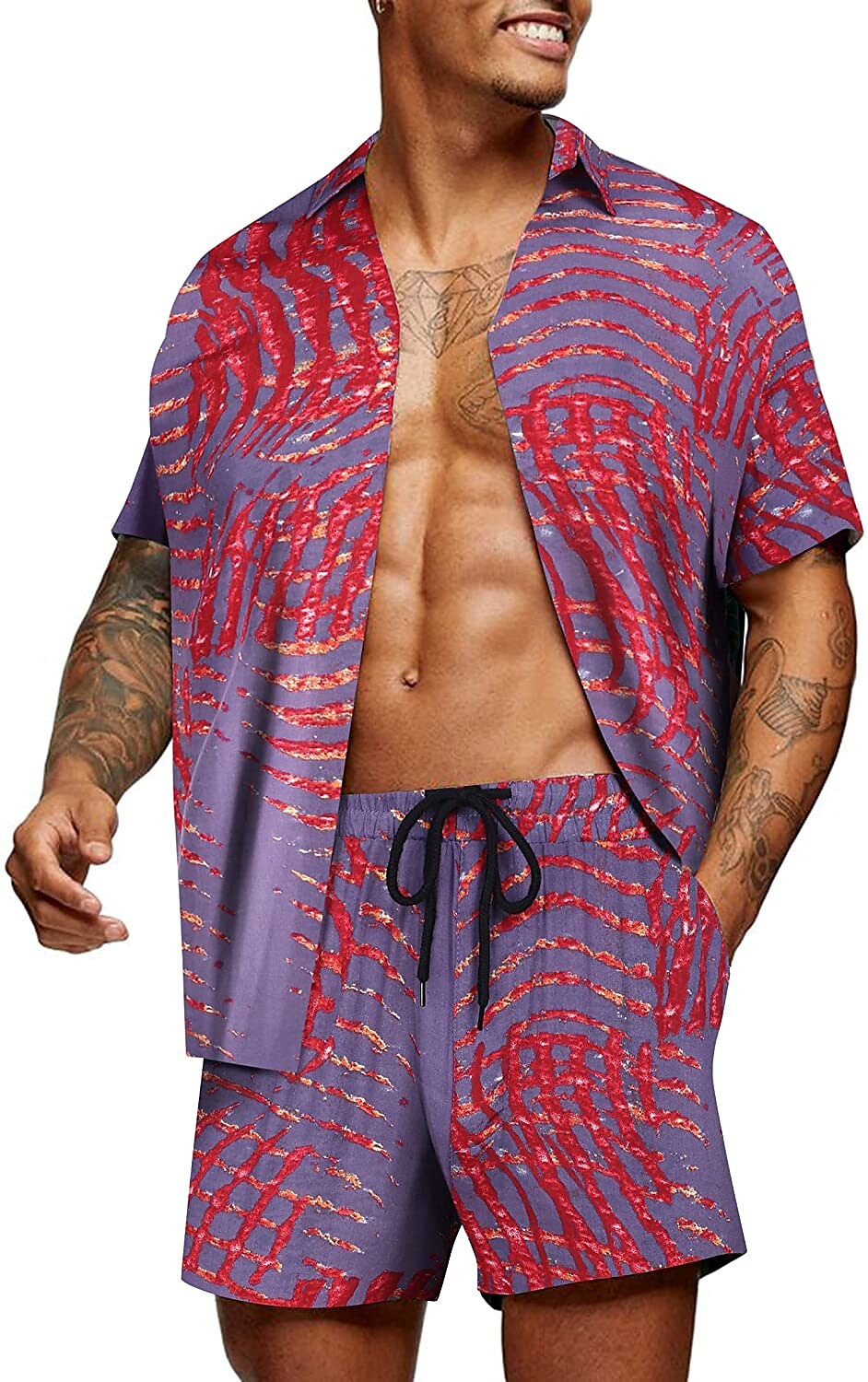 Men's Two Pieces Set Hawaiian Shirt Aloha Shirt Floral Turndown 3D Pri