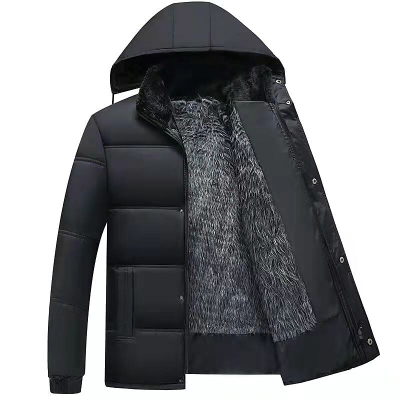 Men's Casual Zipper Windproof  Solid Color Outerwear Warm Coat