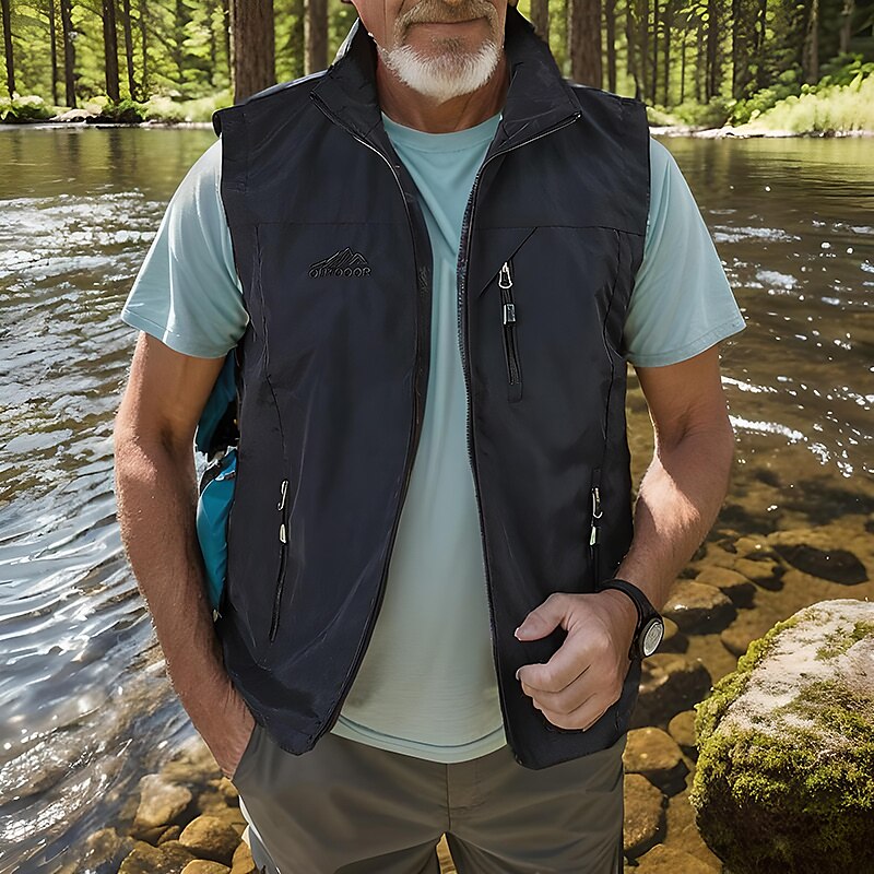 Men's Fishing Vest Hiking Vest Sleeveless Jacket Top Outdoor Waterproof Windproof Breathable Quick Dry  Fishing Climbing / Lightweight / Multi Pockets