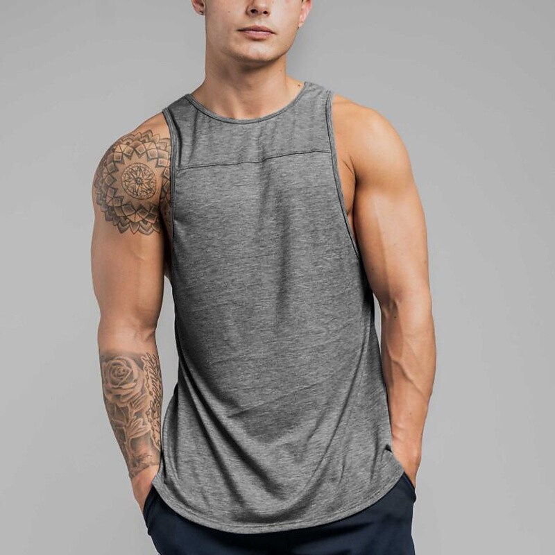 Men's Tank Top Undershirt Solid Color Crew Neck Casual Daily Sleeveless Clothing Apparel Sports 