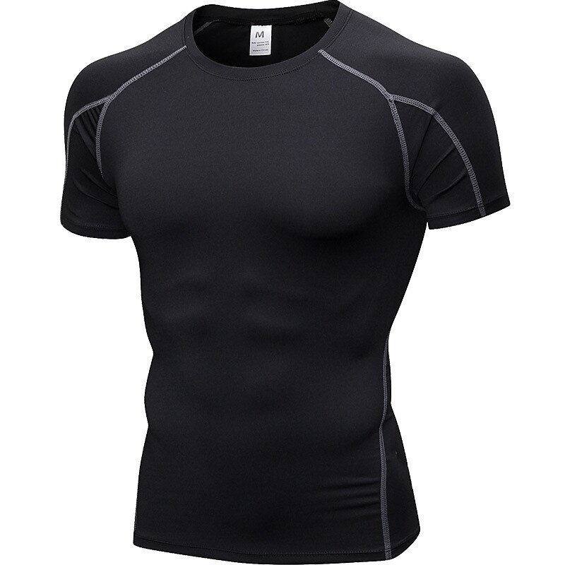 Men's Compression Running Short Sleeve T-shirt Breathable Quick Dry Lightweight Fitness Gym Workout Sportswear