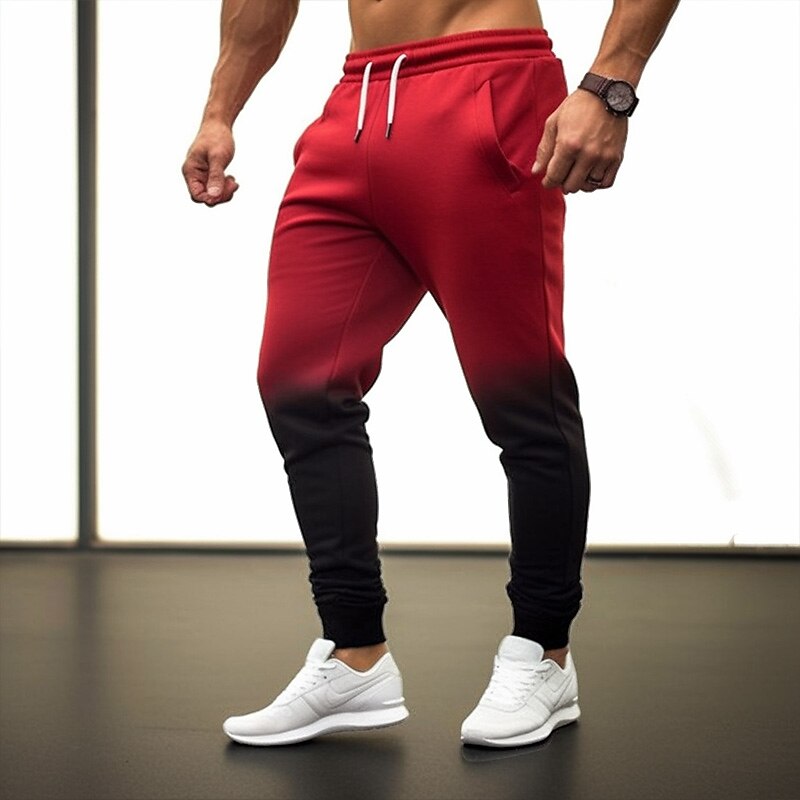 Men's Sweatpants Trousers Drawstring Elastic Waist Elastic Cuff Color Block Comfort Breathable Casual Daily Sports Joggers 