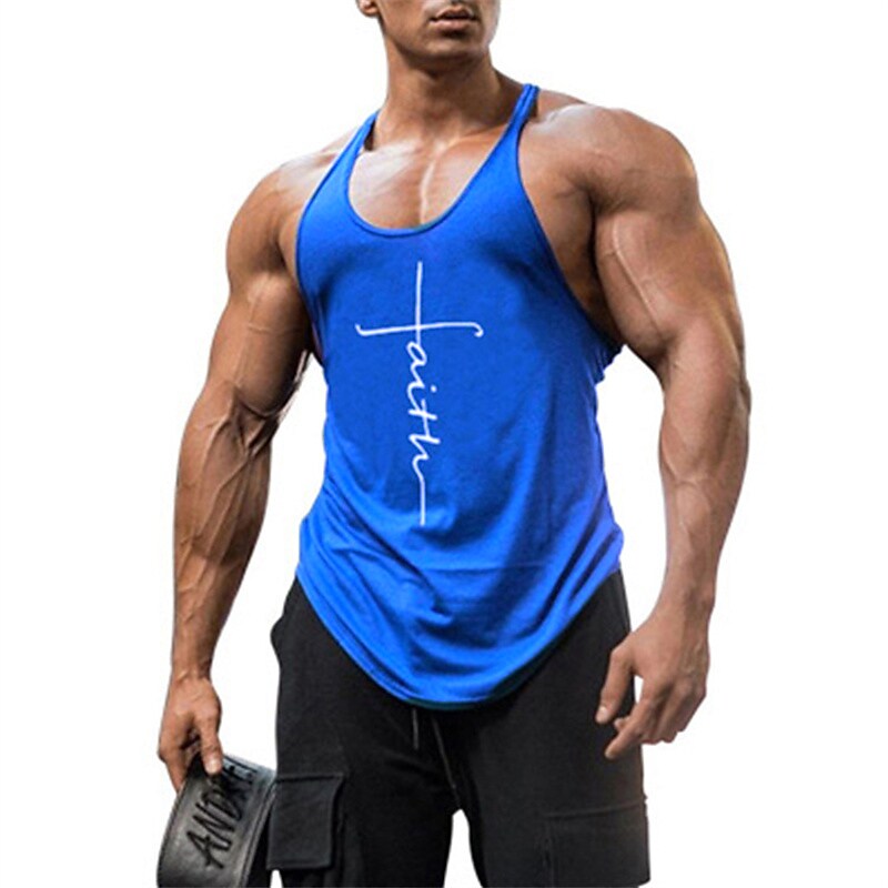 Men's Sport Solid Color Tank Top Lightweight Letter Fitness Vest