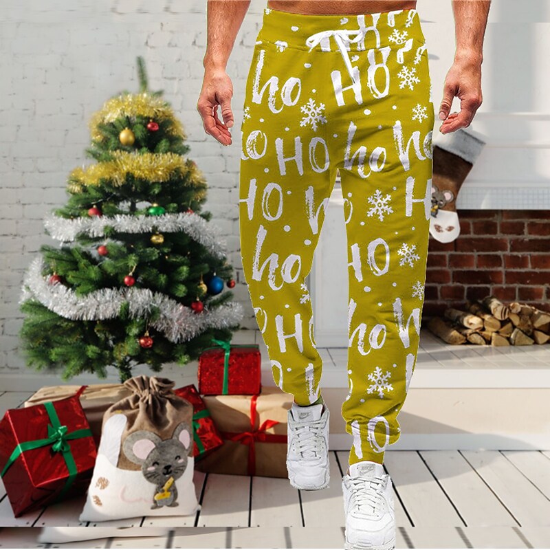 Men's Outdoor Christmas Elastic Waist Full Length Sweatpants