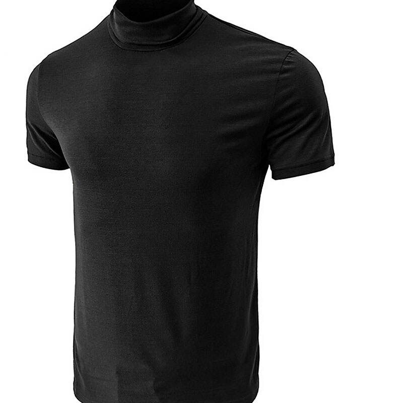Men's Turtleneck shirt Plain / Solid Turtleneck Sports Short Sleeves Clothing Apparel Stylish Casual Top