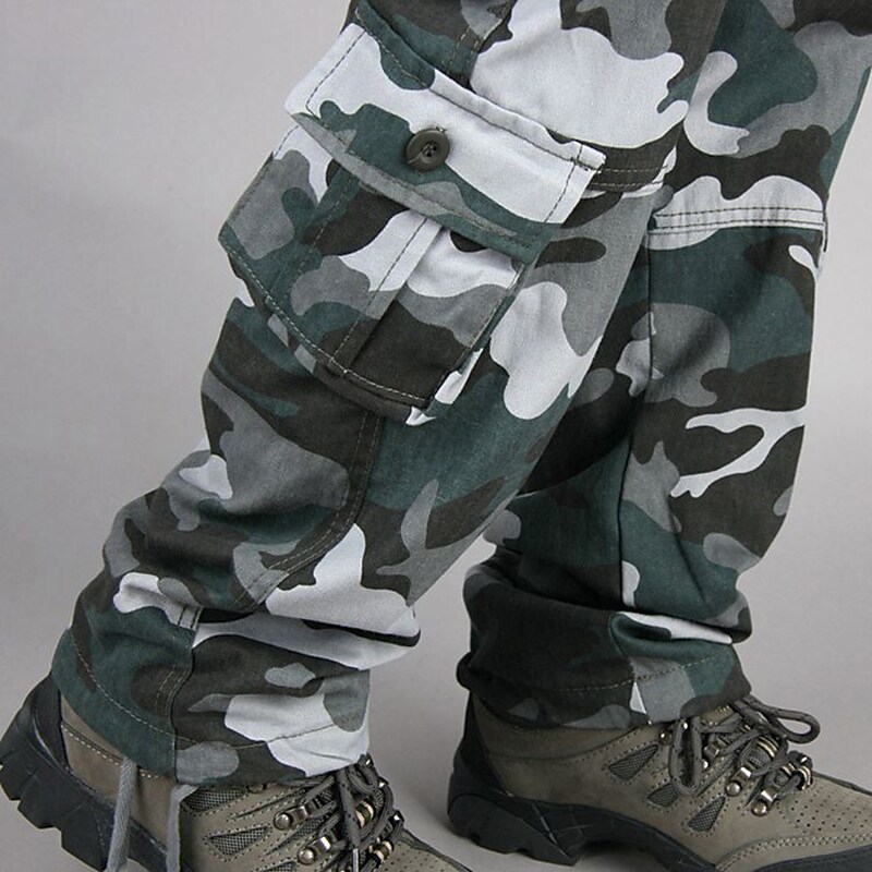 Men's Drawstring Multi Pocket Leg Solid Color Camouflage Pants
