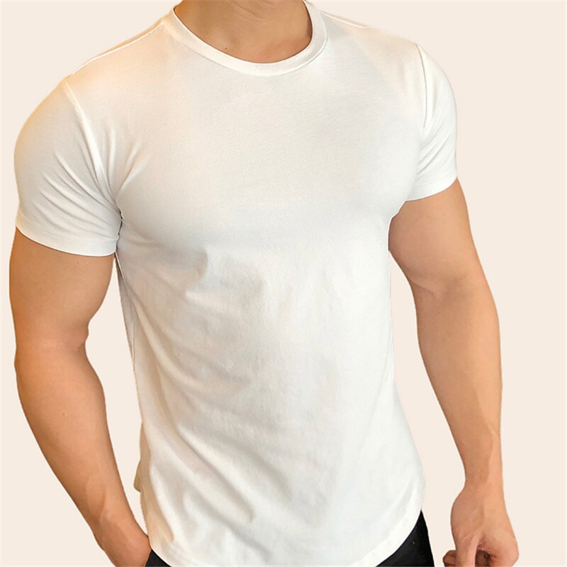 Men's T shirt Plain Crew Neck Street Vacation Short Sleeves Designer Basic Top 
