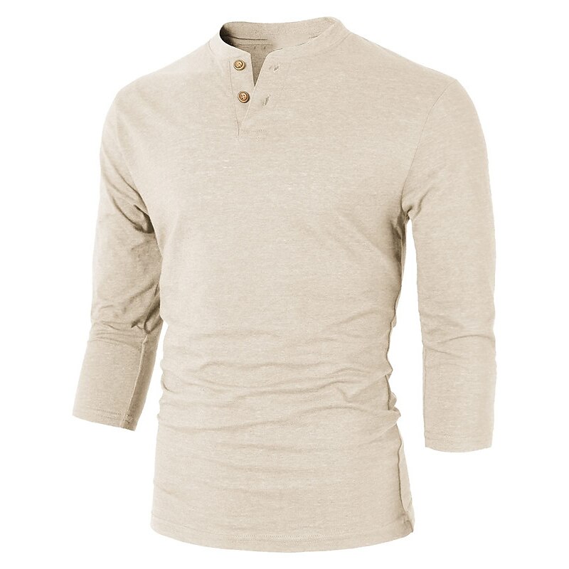 Men's Henley Shirt Tee Top Plain Henley Street Vacation Long Sleeve Clothing Apparel Fashion Designer Basic Top
