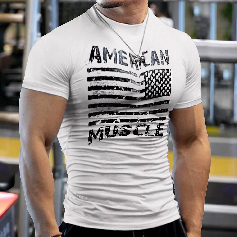 Men's Compression Shirt Running Shirt Short Sleeve Base Layer Top Athletic Athleisure Breathable Moisture Wicking Soft Fitness Gym Workout Running Sportswear Activewear USA Black White Red