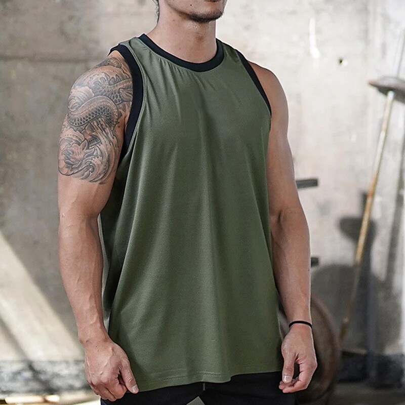 Men's Tank Top Vest Top Undershirt Plain Crew Neck Sport Daily Sleevel