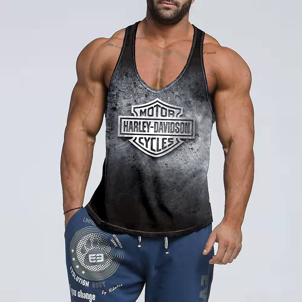 Men's Running Tank Top Patchwork 3D Print Sleeveless Tank Top Soft