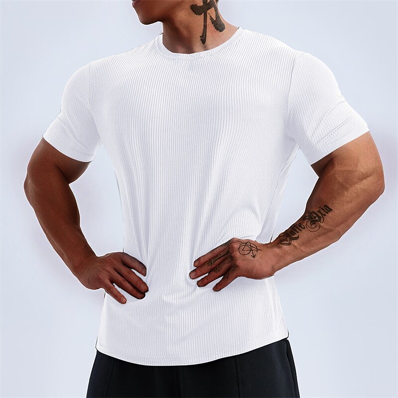 Men's Workout Shirt Running Shirt Short Sleeve Tee Tshirt Athletic Athleisure Breathable Soft Top