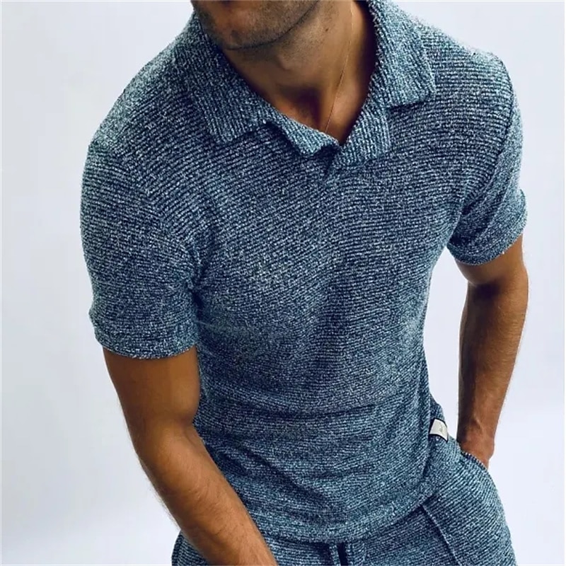 Men's Sport Polo Shirt Casual Cuban Collar Short Sleeve Fashion Basic Plain Quick Dry Summer  Polo