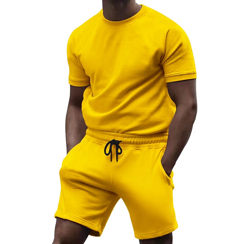 Men's Tracksuit Running T-Shirt With Shorts Sport Suit Moisture Wickin